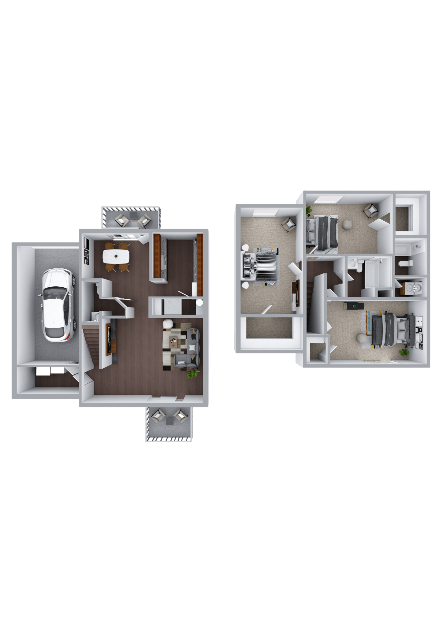 Floor plan for 3 beds, 2.5 baths, 1595 sqft